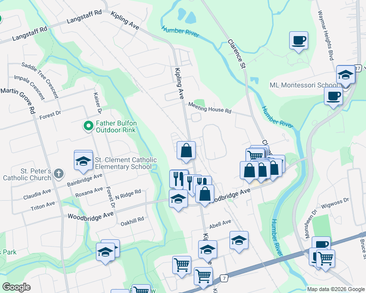map of restaurants, bars, coffee shops, grocery stores, and more near 10 Porter Avenue in Vaughan