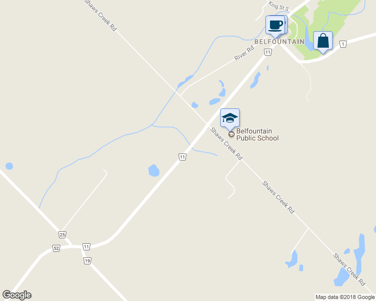 map of restaurants, bars, coffee shops, grocery stores, and more near Bush Street in Caledon