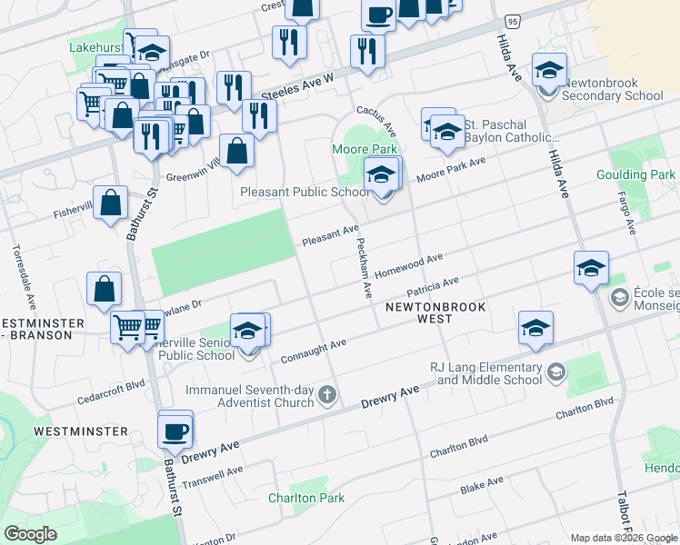 map of restaurants, bars, coffee shops, grocery stores, and more near 231 Goulding Avenue in Toronto