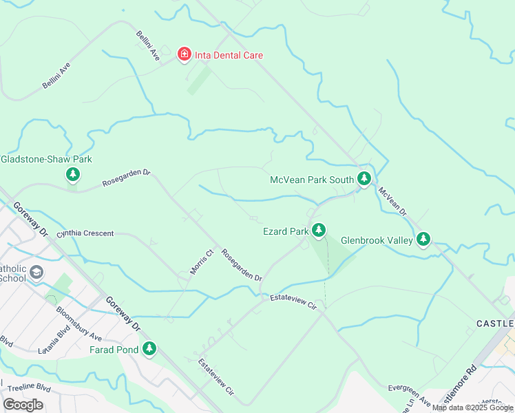 map of restaurants, bars, coffee shops, grocery stores, and more near 18 Farina Drive in Brampton