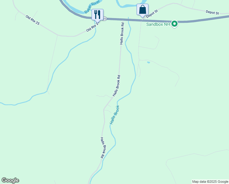 map of restaurants, bars, coffee shops, grocery stores, and more near 222 Halls Brook Road in Rumney