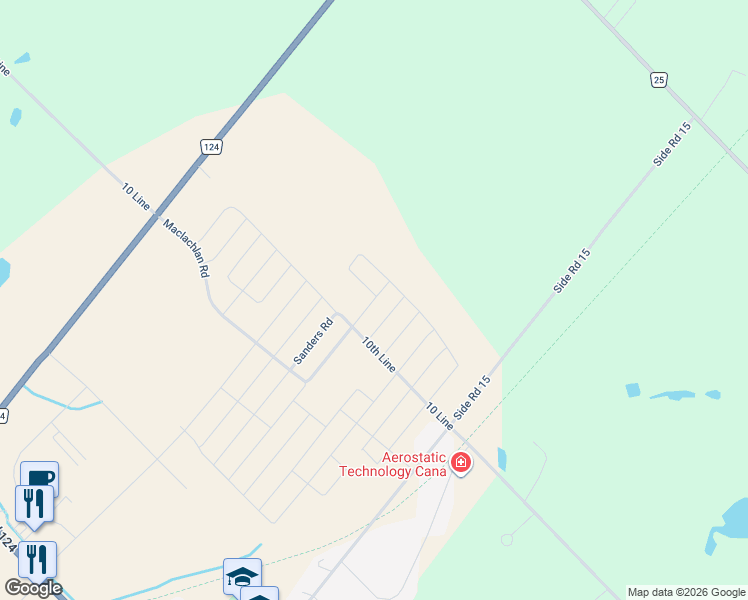 map of restaurants, bars, coffee shops, grocery stores, and more near 26 Orr Avenue in Erin