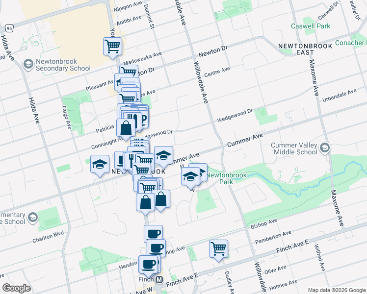 map of restaurants, bars, coffee shops, grocery stores, and more near 29 Doverwood Court in Toronto