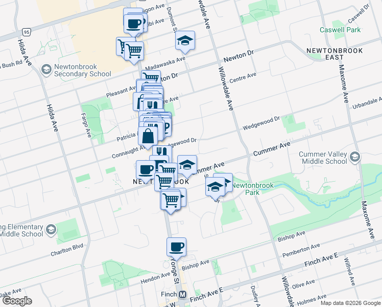 map of restaurants, bars, coffee shops, grocery stores, and more near 18 Doverwood Court in Toronto