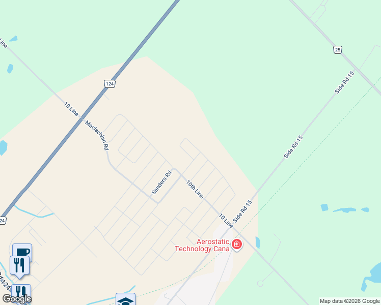map of restaurants, bars, coffee shops, grocery stores, and more near 139 Henshaw Drive in Erin