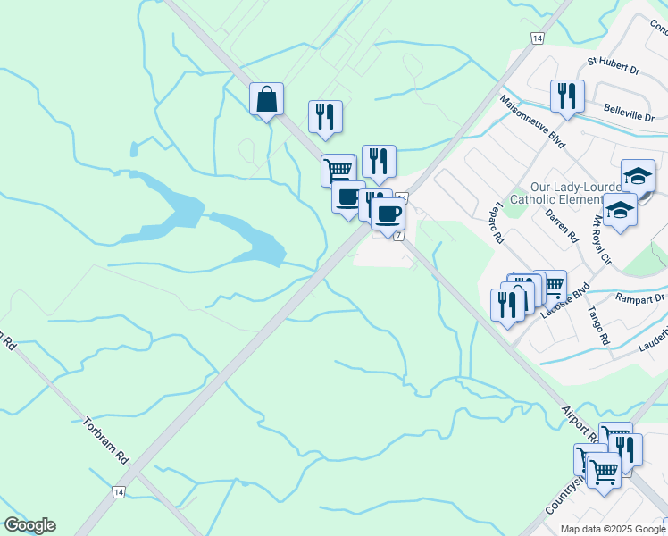 map of restaurants, bars, coffee shops, grocery stores, and more near 5778-5922 Mayfield Road in Caledon