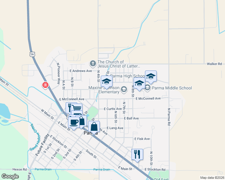 map of restaurants, bars, coffee shops, grocery stores, and more near in Parma