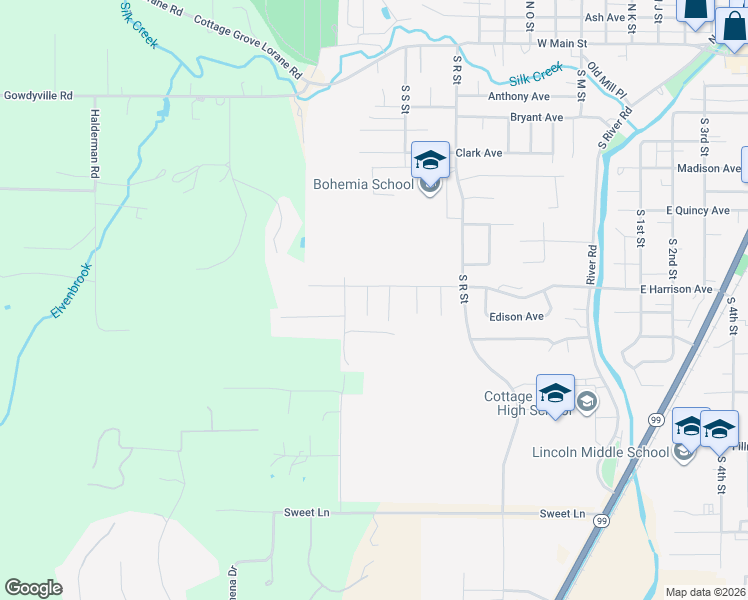 map of restaurants, bars, coffee shops, grocery stores, and more near 934 South V Court in Cottage Grove