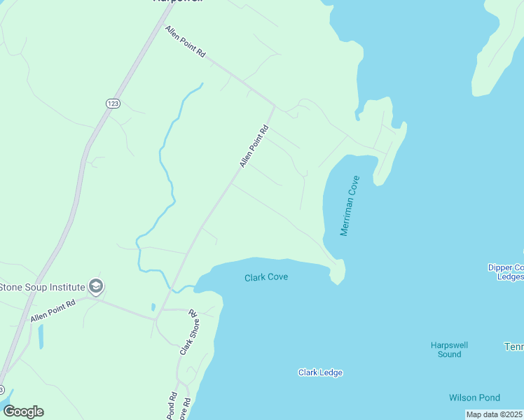 map of restaurants, bars, coffee shops, grocery stores, and more near 22 Morse Shore Road in Harpswell