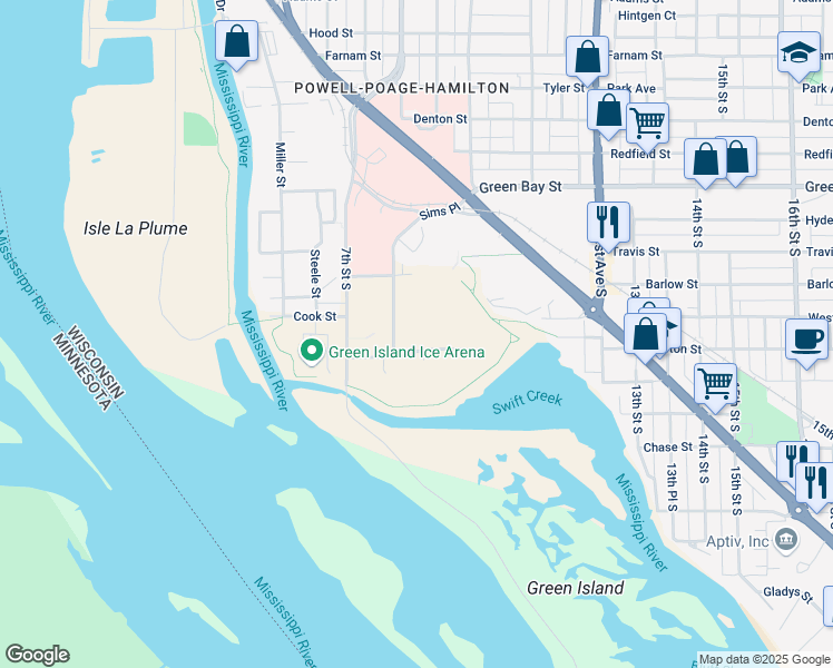 map of restaurants, bars, coffee shops, grocery stores, and more near 700 Bennora Lee Court in La Crosse