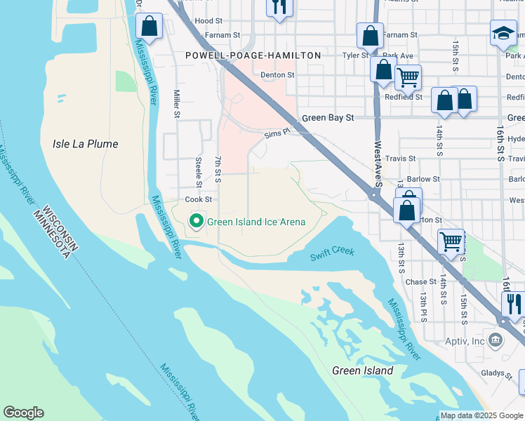map of restaurants, bars, coffee shops, grocery stores, and more near 700 Bennora Lee Court in La Crosse