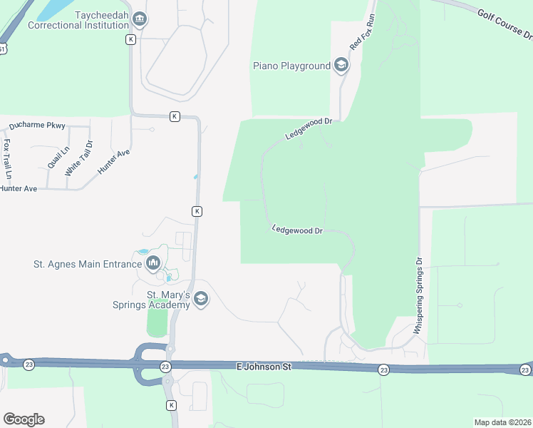 map of restaurants, bars, coffee shops, grocery stores, and more near 416 Ledgewood Drive in Fond du Lac