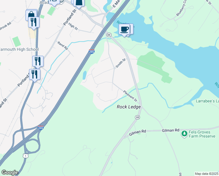 map of restaurants, bars, coffee shops, grocery stores, and more near 15 Goodings End in Yarmouth