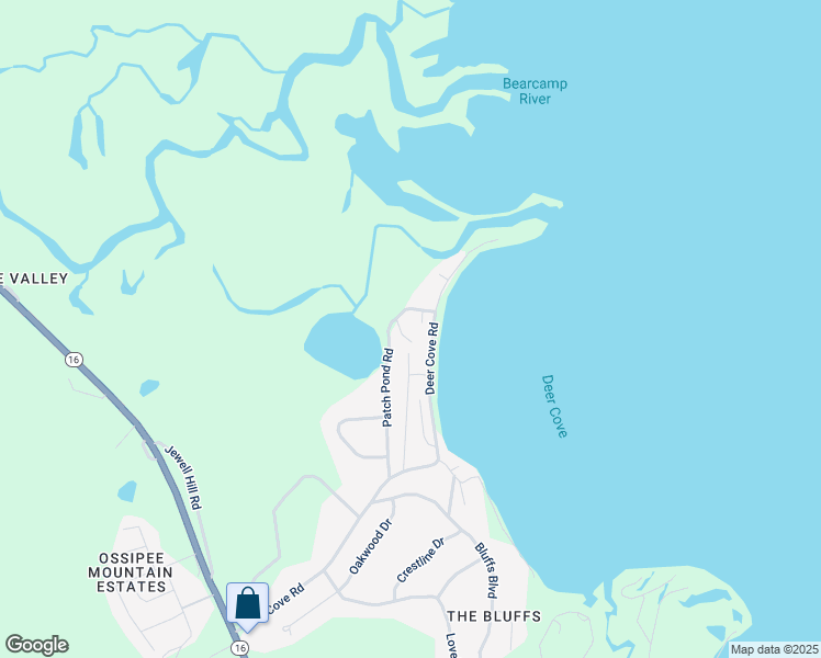 map of restaurants, bars, coffee shops, grocery stores, and more near 50 Patch Pond Road in Ossipee