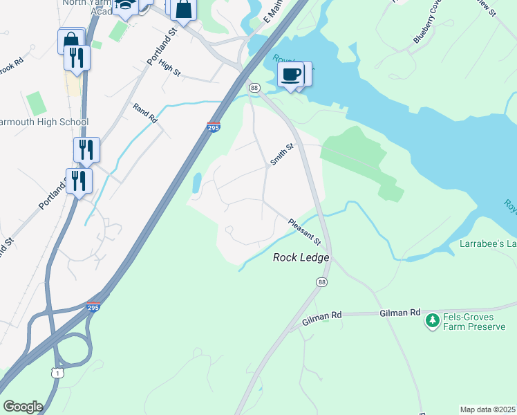 map of restaurants, bars, coffee shops, grocery stores, and more near 9 Goodings End in Yarmouth