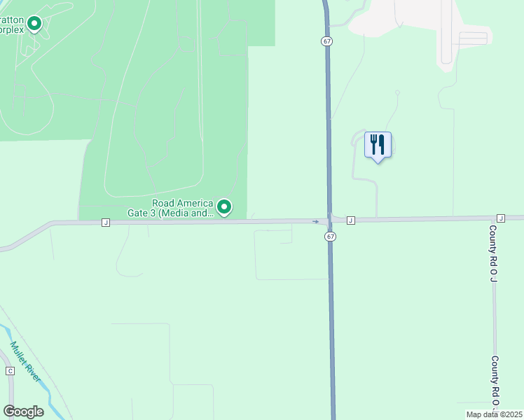 map of restaurants, bars, coffee shops, grocery stores, and more near W5796 County Road J in Plymouth