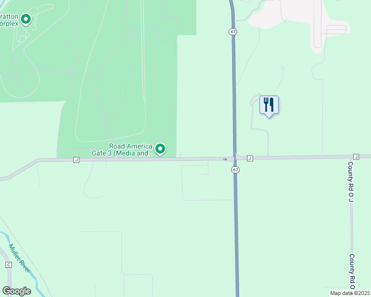 map of restaurants, bars, coffee shops, grocery stores, and more near W5796 County Road J in Plymouth