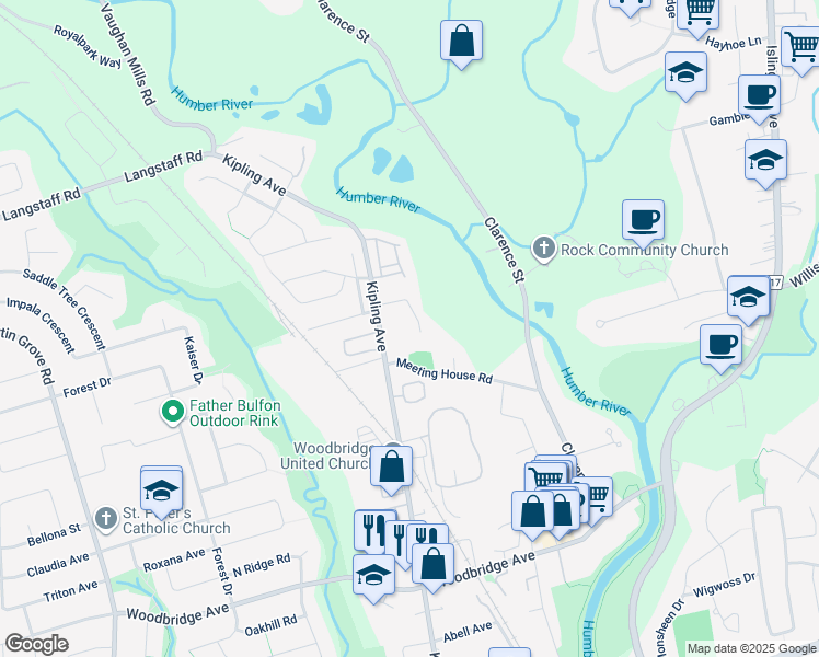 map of restaurants, bars, coffee shops, grocery stores, and more near 58 Chavender Place in Vaughan