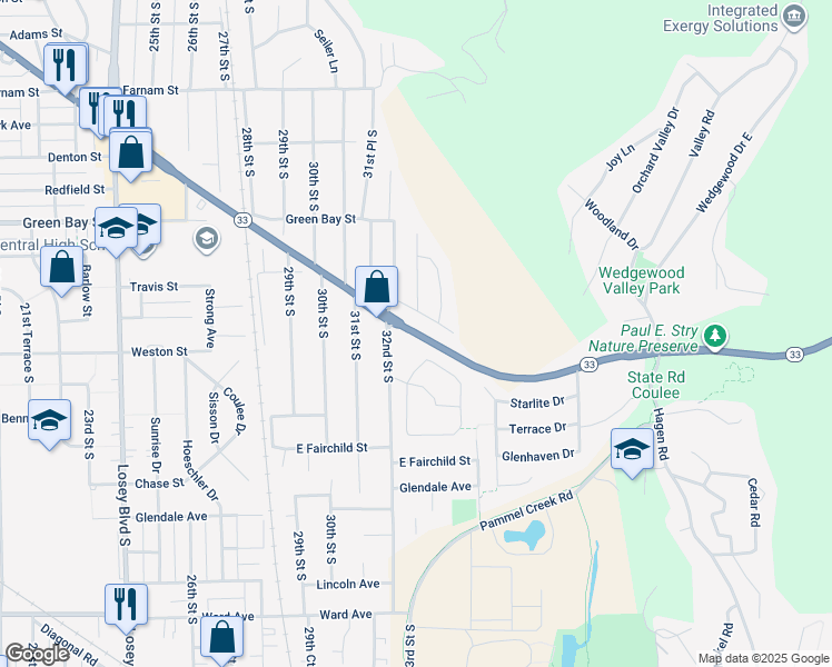 map of restaurants, bars, coffee shops, grocery stores, and more near 3700 State Road in La Crosse