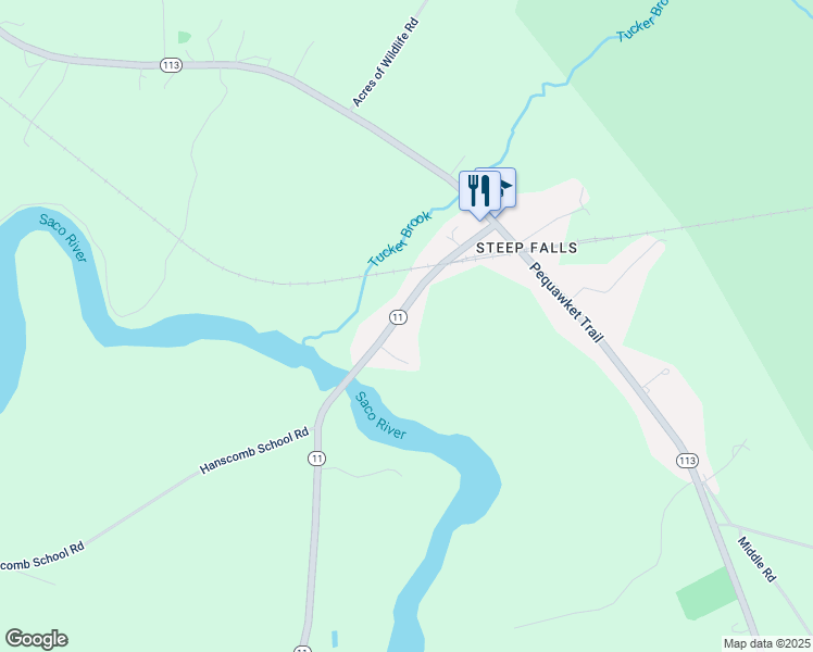 map of restaurants, bars, coffee shops, grocery stores, and more near 44 Main Street in Standish