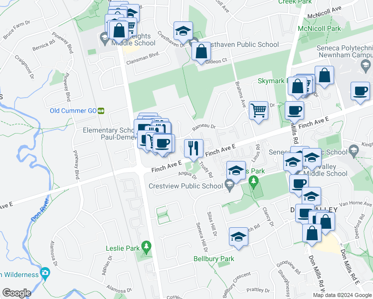map of restaurants, bars, coffee shops, grocery stores, and more near 6 Liszt Gate in Toronto