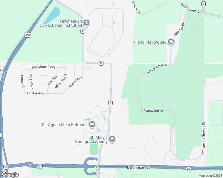 map of restaurants, bars, coffee shops, grocery stores, and more near 511 Country Road K in Fond du Lac