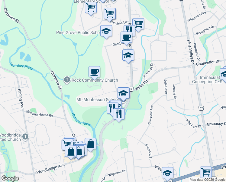map of restaurants, bars, coffee shops, grocery stores, and more near 68 Davidson Drive in Vaughan