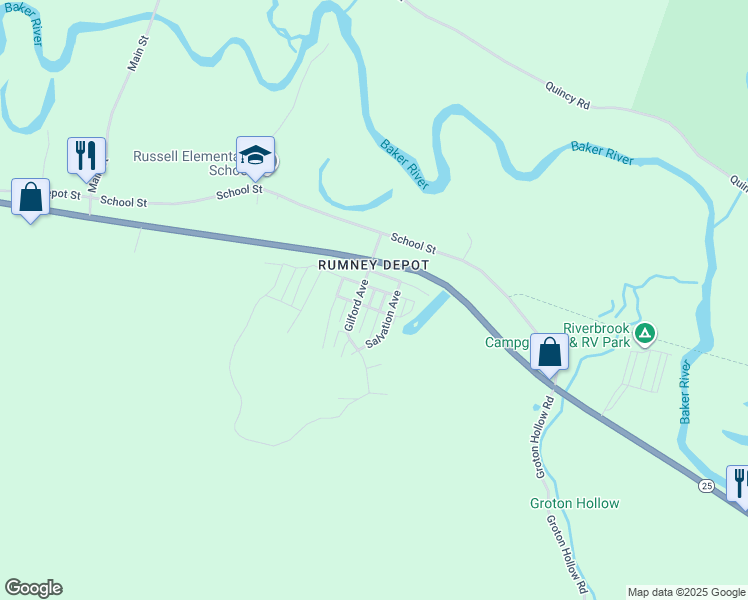 map of restaurants, bars, coffee shops, grocery stores, and more near 5 Hallelujah Avenue in Rumney