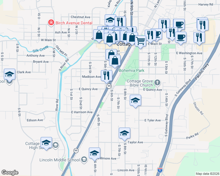 map of restaurants, bars, coffee shops, grocery stores, and more near 518 East Monroe Avenue in Cottage Grove