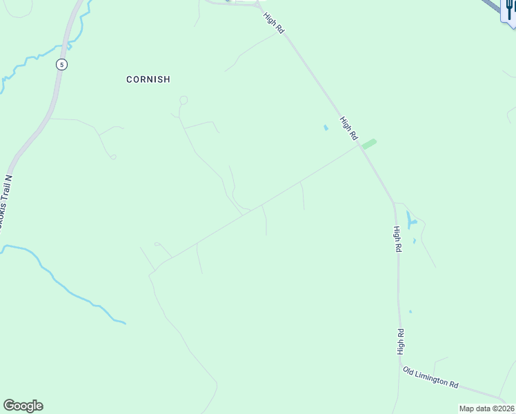 map of restaurants, bars, coffee shops, grocery stores, and more near Old High Road in Cornish