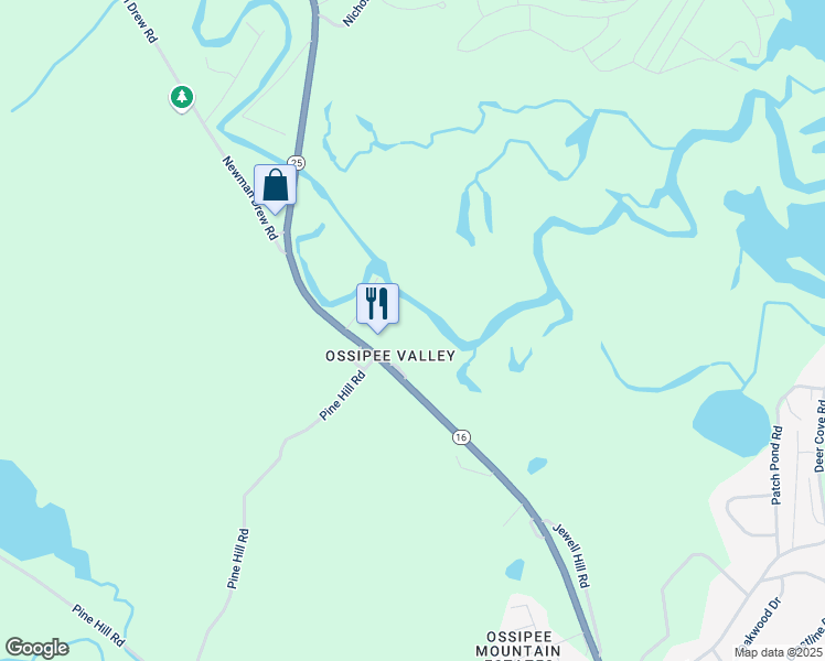 map of restaurants, bars, coffee shops, grocery stores, and more near 1850 New Hampshire 16 in Ossipee