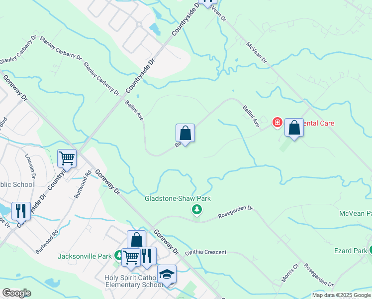 map of restaurants, bars, coffee shops, grocery stores, and more near 26 Bellini Avenue in Brampton