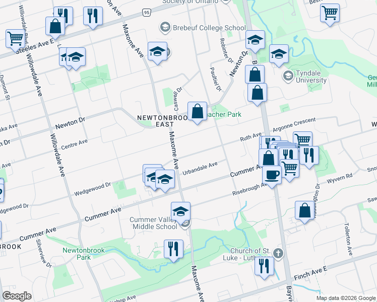 map of restaurants, bars, coffee shops, grocery stores, and more near 376 Ruth Avenue in Toronto