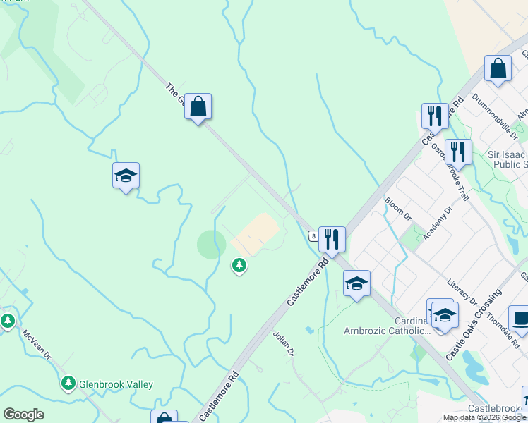 map of restaurants, bars, coffee shops, grocery stores, and more near 10150 The Gore Road in Brampton