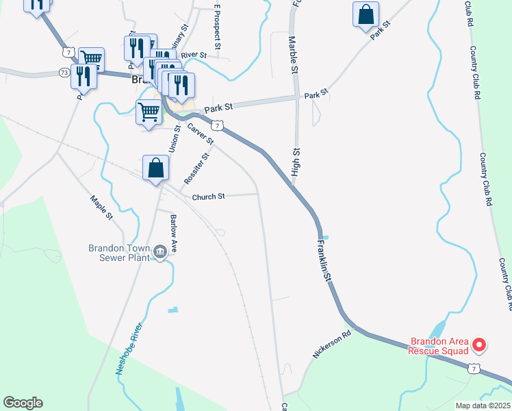 map of restaurants, bars, coffee shops, grocery stores, and more near 41 Carver Street in Brandon