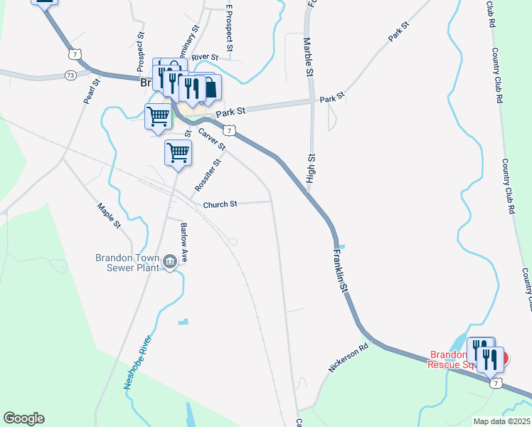 map of restaurants, bars, coffee shops, grocery stores, and more near 41 Carver Street in Brandon