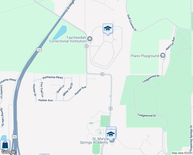map of restaurants, bars, coffee shops, grocery stores, and more near 39 Hunters Court in Fond du Lac