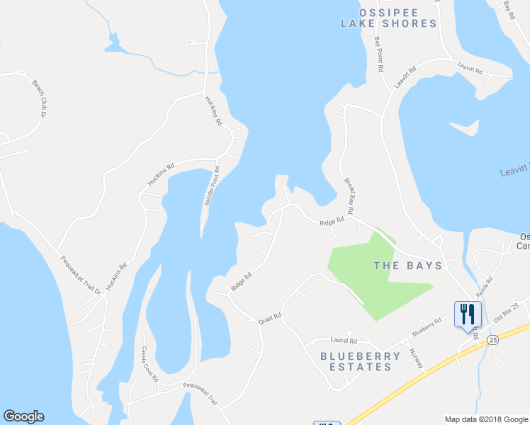 map of restaurants, bars, coffee shops, grocery stores, and more near 8 Spur Road in Ossipee