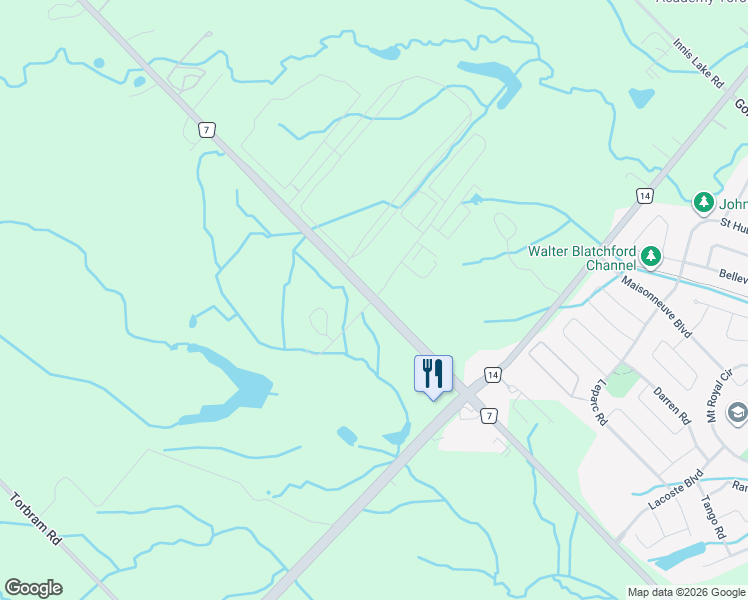 map of restaurants, bars, coffee shops, grocery stores, and more near 14 Flourish Way in Caledon