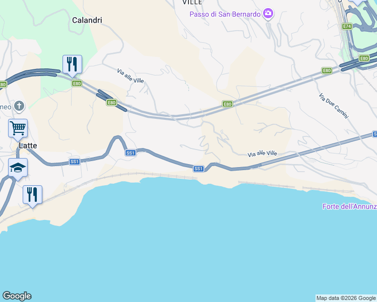 map of restaurants, bars, coffee shops, grocery stores, and more near 79 Corso A. Toscanini in Latte