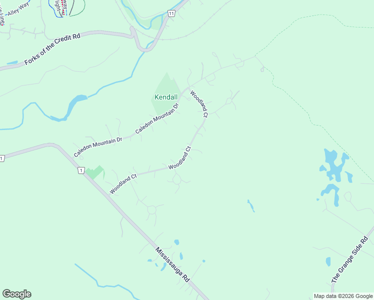 map of restaurants, bars, coffee shops, grocery stores, and more near 32 Woodland Court in Caledon