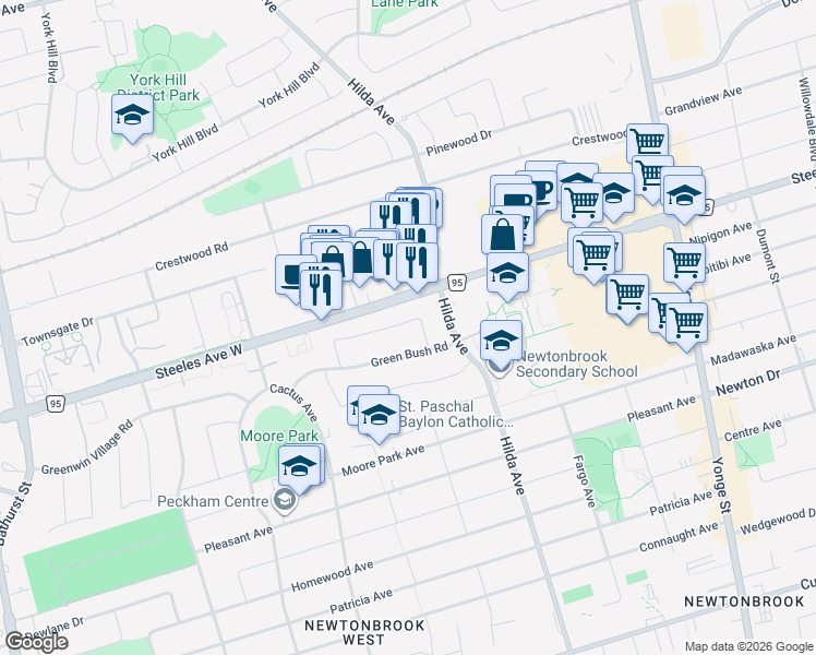 map of restaurants, bars, coffee shops, grocery stores, and more near 37 Tanjoe Crescent in Toronto