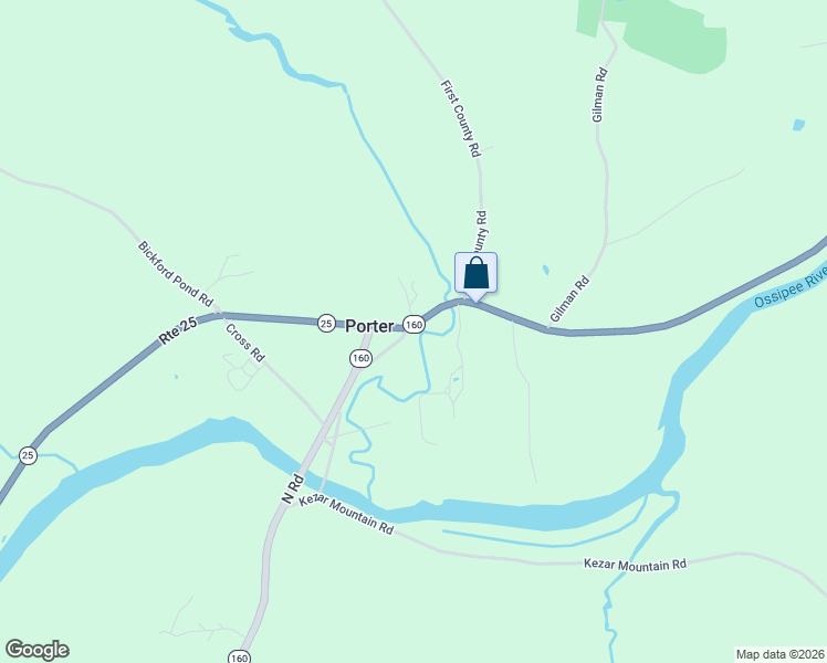 map of restaurants, bars, coffee shops, grocery stores, and more near 543 Ossipee Trail in Porter