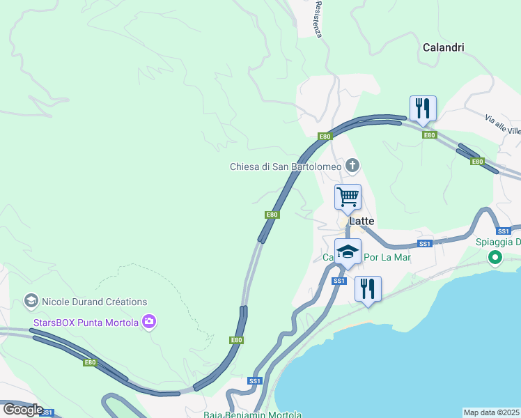 map of restaurants, bars, coffee shops, grocery stores, and more near in Province of Imperia