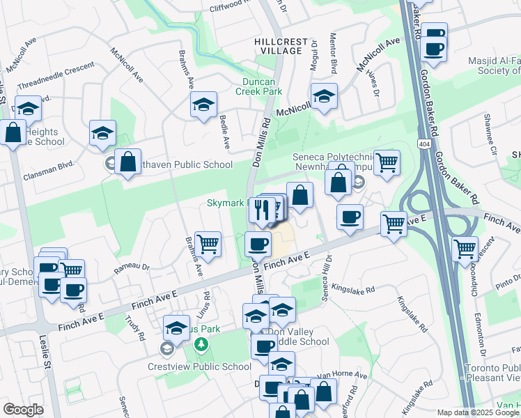 map of restaurants, bars, coffee shops, grocery stores, and more near in Toronto