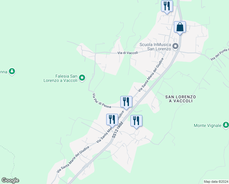 map of restaurants, bars, coffee shops, grocery stores, and more near in Province of Lucca