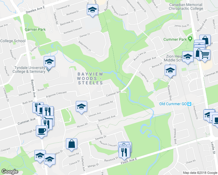 map of restaurants, bars, coffee shops, grocery stores, and more near 41 Beardmore Crescent in Toronto