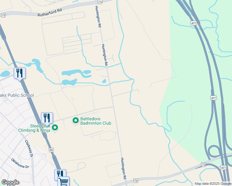 map of restaurants, bars, coffee shops, grocery stores, and more near 8811 Huntington Road in Vaughan