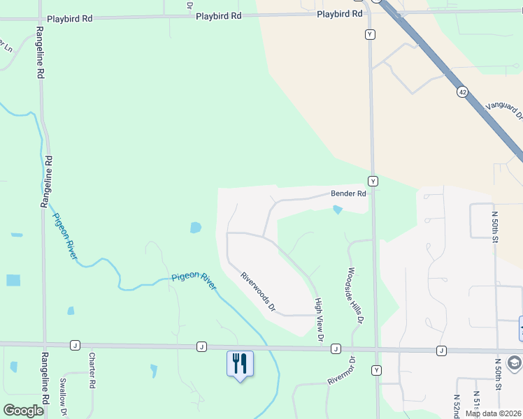 map of restaurants, bars, coffee shops, grocery stores, and more near N7110 Bender Court in Sheboygan