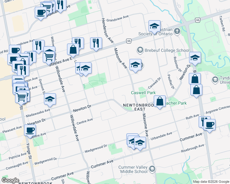 map of restaurants, bars, coffee shops, grocery stores, and more near 9 Lloydminster Crescent in Toronto